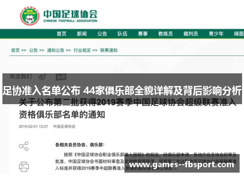 足协准入名单公布 44家俱乐部全貌详解及背后影响分析